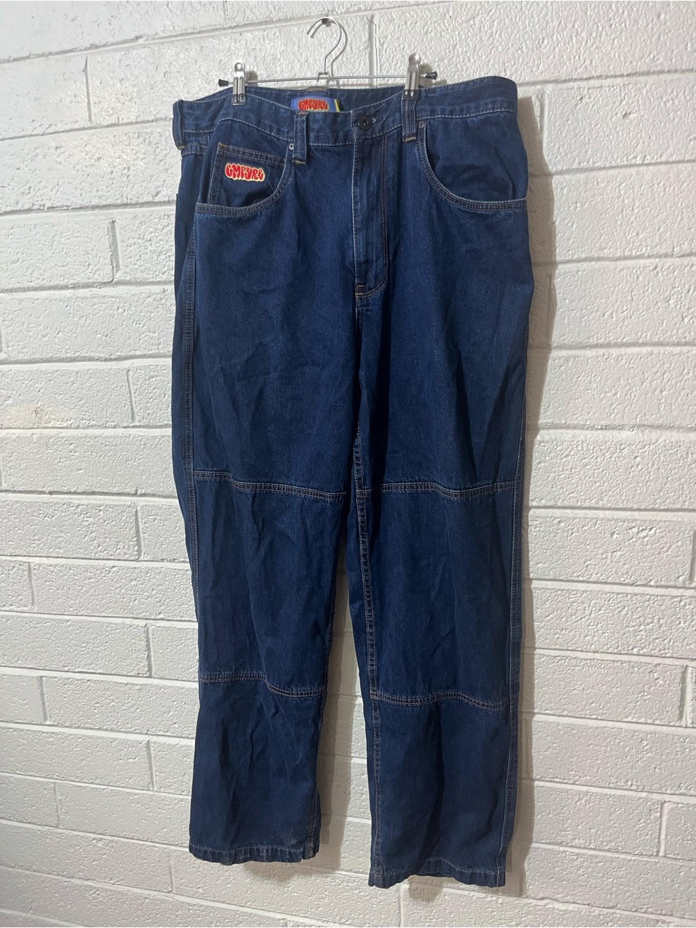 Empyre Baggy Double Knee Skate Jeans Dark Wash Blue Carpenter Loose Fit Size 34